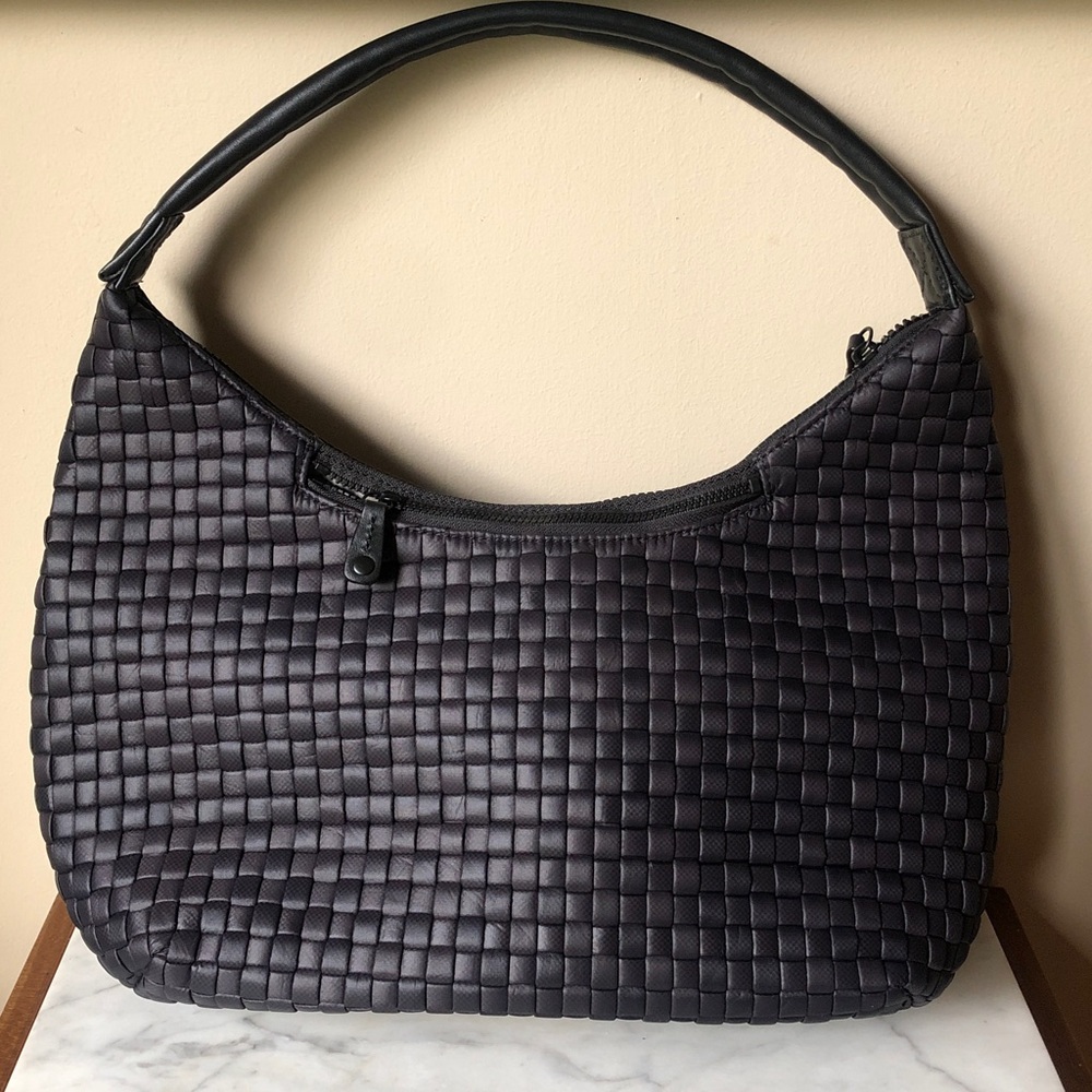 MZ Wallace Black Woven Leather Shoulder Bag - Picture 5 of 8